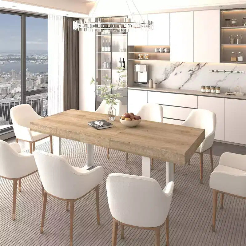 Table à manger extensible moderne de 78 pouces pour 8 personnes, table de cuisine avec grand plateau long, table pliable pour fête, conférence