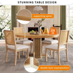 Table à manger rétro extensible de 58 pouces avec une rallonge centrale de 16 pouces, table de cuisine pour 6 personnes, table ronde pour cuisine, salle à manger, naturel