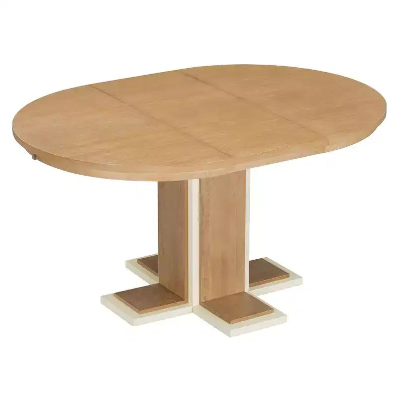 Table à manger rétro extensible de 58 pouces avec une rallonge centrale de 16 pouces, table de cuisine pour 6 personnes, table ronde pour cuisine, salle à manger, naturel