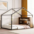 Whisen Full Size Metal House Bed with Built-In Shelves and Dreamy LED Lighting , A Better Sleeping Environment