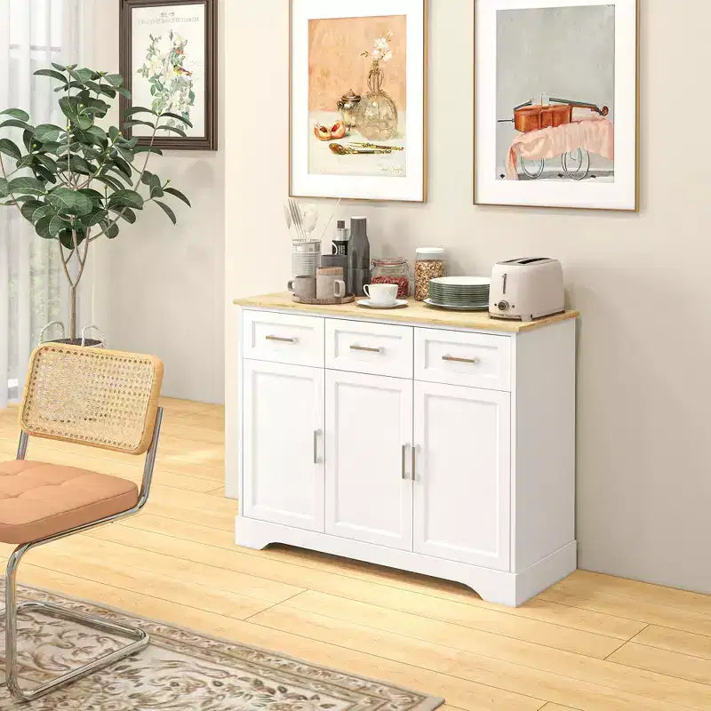 Bahut de cuisine moderne avec rangement, îlot de cuisine, meuble de salle à manger, meuble de salon