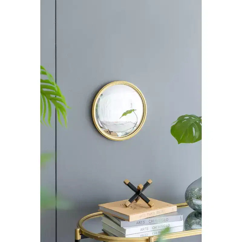 Miroir Rond D11, Miroir Circulaire avec Cadre en Fer pour Salon, Chambre, Coiffeuse, Entrée, Couloir, Doré