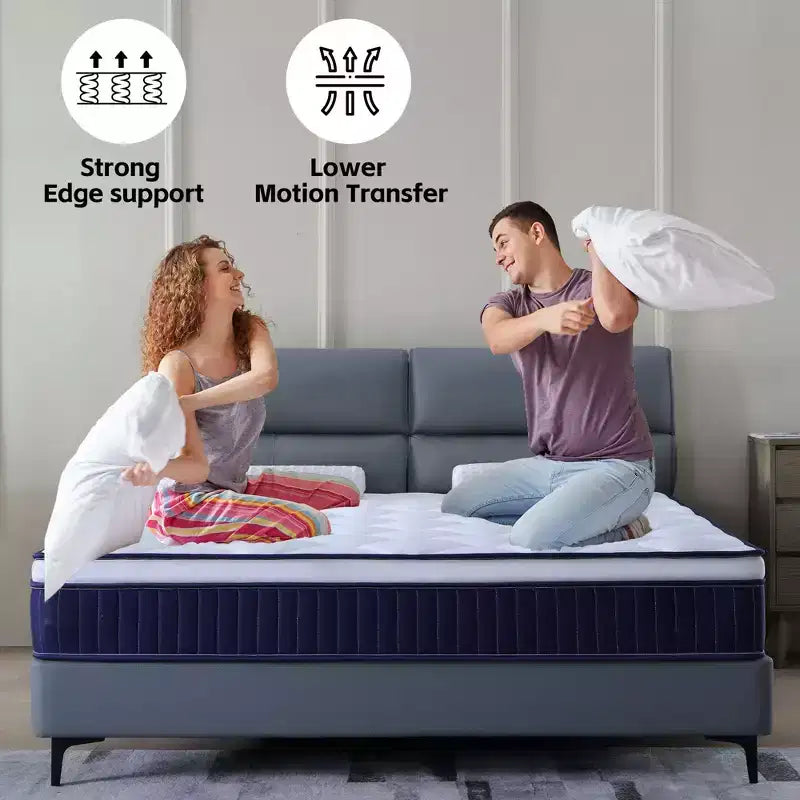 Matelas Mi-Ferme en Mousse à Mémoire de Forme, Matelas Hybride à Ressorts Ensachés, Matelas en Boîte pour Maison, Hôtel, Appartement