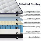 Matelas Mi-Ferme en Mousse à Mémoire de Forme, Matelas Hybride à Ressorts Ensachés, Matelas en Boîte pour Maison, Hôtel, Appartement