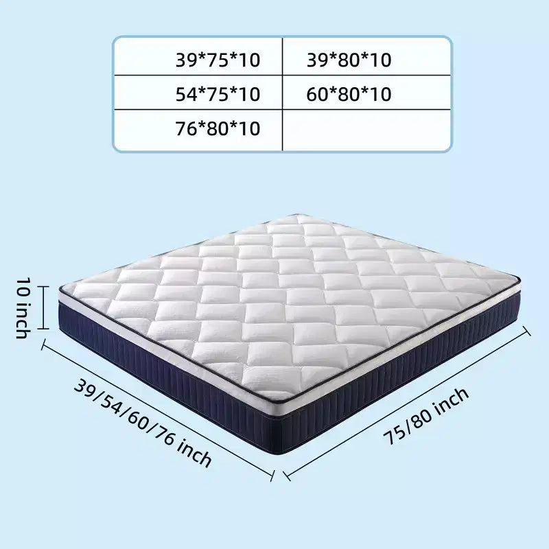 Matelas Mi-Ferme en Mousse à Mémoire de Forme, Matelas Hybride à Ressorts Ensachés, Matelas en Boîte pour Maison, Hôtel, Appartement