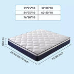 Matelas Mi-Ferme en Mousse à Mémoire de Forme, Matelas Hybride à Ressorts Ensachés, Matelas en Boîte pour Maison, Hôtel, Appartement