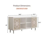 Meuble d'appoint vieilli fait à la main, cadre en bois de sapin avec détails sculptés, console polyvalente, buffet et meuble de rangement pour salon