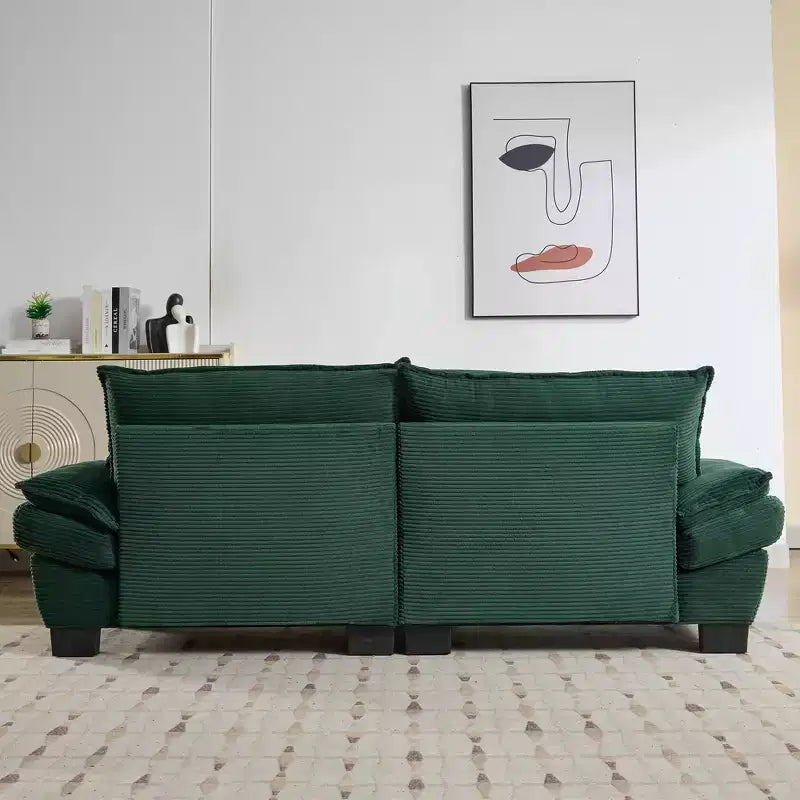 Canapé convertible en velours côtelé avec oreillers rembourrés pour chambre à coucher, salon, bureau - Vert