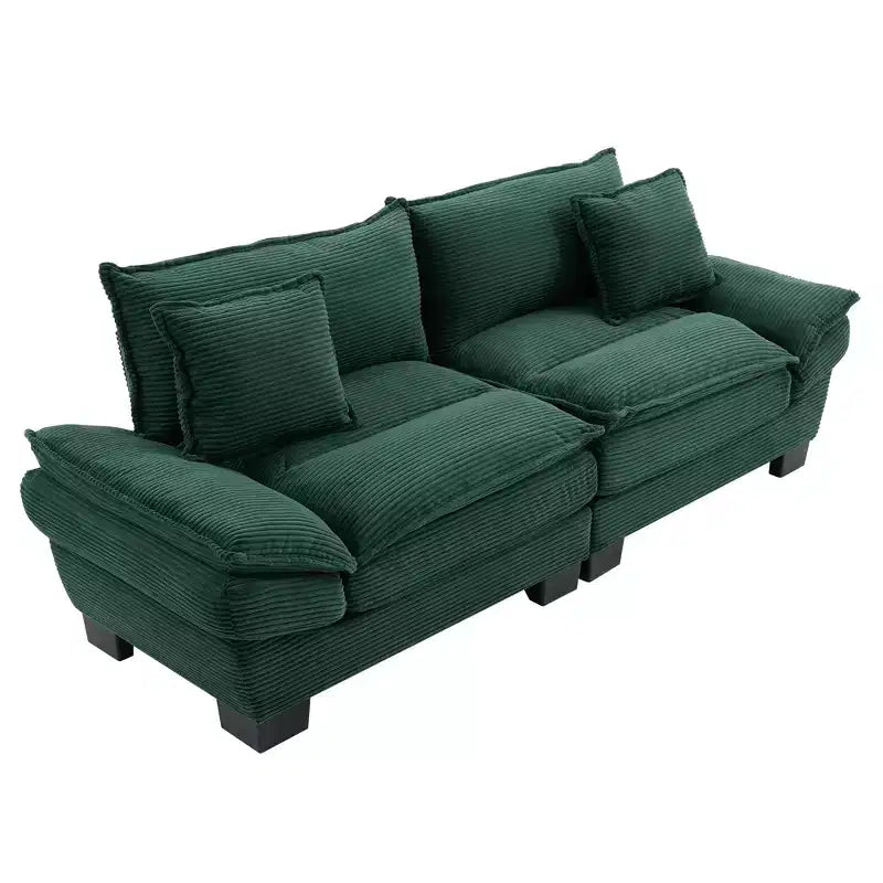 Canapé convertible en velours côtelé avec oreillers rembourrés pour chambre à coucher, salon, bureau - Vert