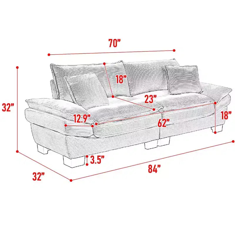 Canapé convertible en velours côtelé avec oreillers rembourrés pour chambre à coucher, salon, bureau - Vert