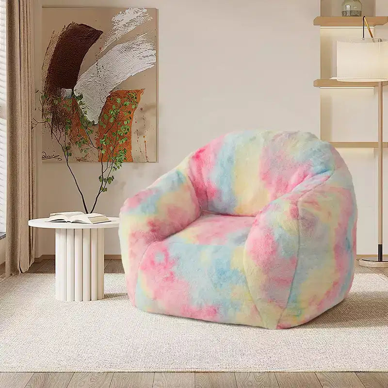 Fauteuil poire de luxe en fausse fourrure moelleuse avec accoudoirs et dossier, chaise longue ergonomique en mousse à mémoire de forme pour salon, chambre, bureau