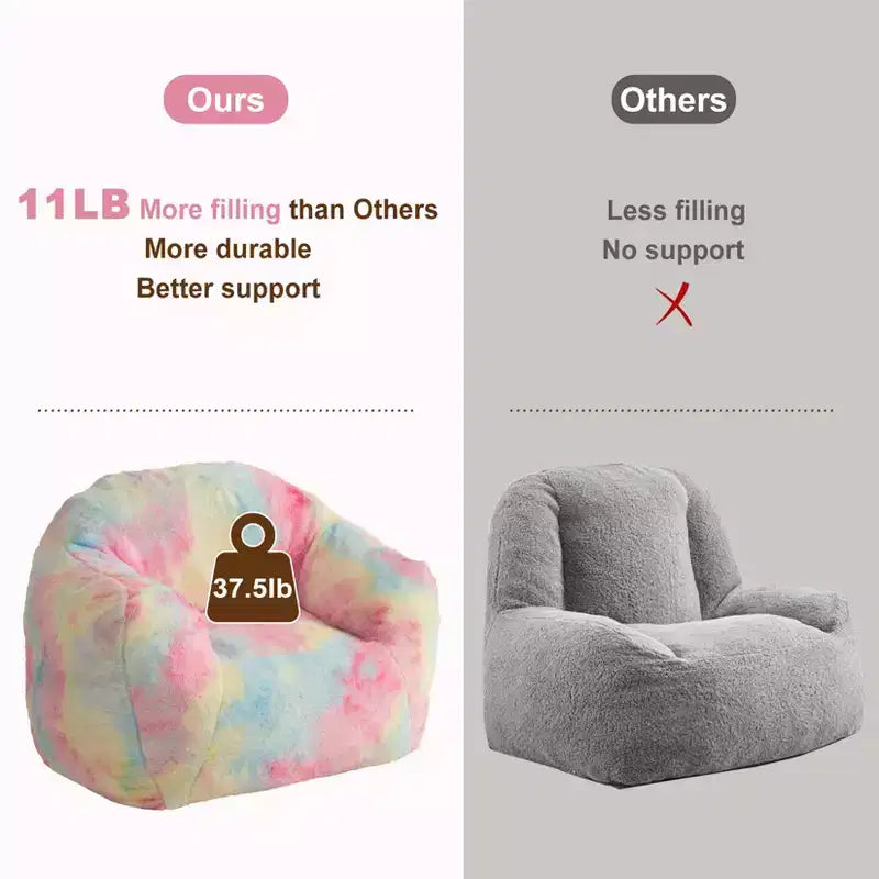 Fauteuil poire de luxe en fausse fourrure moelleuse avec accoudoirs et dossier, chaise longue ergonomique en mousse à mémoire de forme pour salon, chambre, bureau