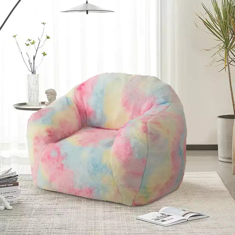 Fauteuil poire de luxe en fausse fourrure moelleuse avec accoudoirs et dossier, chaise longue ergonomique en mousse à mémoire de forme pour salon, chambre, bureau