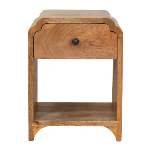 HomeRoots 16 Oak Solid Wood One Drawer Scallop Edge Nightstand