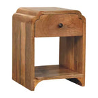Table de Chevet 1 Tiroir en Bois Massif de Chêne, Bord Festonné (16" de large)