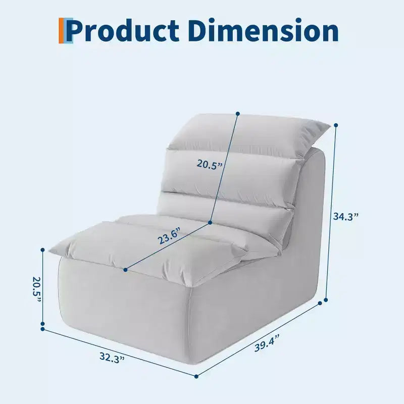 Pouf Géant, Canapé de Sol Paresseux en Mousse Haute Résilience, Base Antidérapante, Pouf pour Adultes, Fauteuil de Cheminée pour Lecture, Jeux, Salon