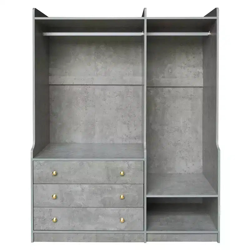 Armoire ouverte en aggloméré pour chambre, style bois, meuble de rangement multi-zones