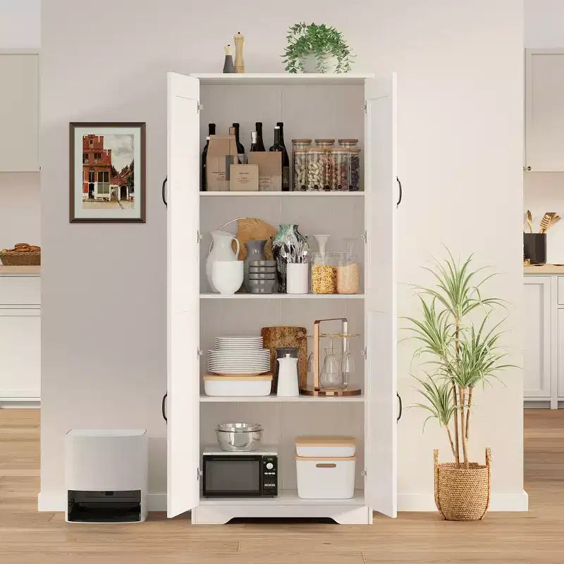 Grand garde-manger avec étagères réglables, 2 portes, organisateur de rangement autoportant pour cuisine, salle à manger, sous-sol