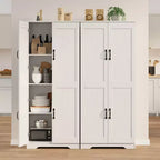 Grand garde-manger avec étagères réglables, 2 portes, organisateur de rangement autoportant pour cuisine, salle à manger, sous-sol