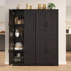 Grand garde-manger avec étagères réglables, 2 portes, organisateur de rangement autoportant pour cuisine, salle à manger, sous-sol