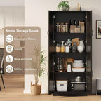 Grand garde-manger avec étagères réglables, 2 portes, organisateur de rangement autoportant pour cuisine, salle à manger, sous-sol