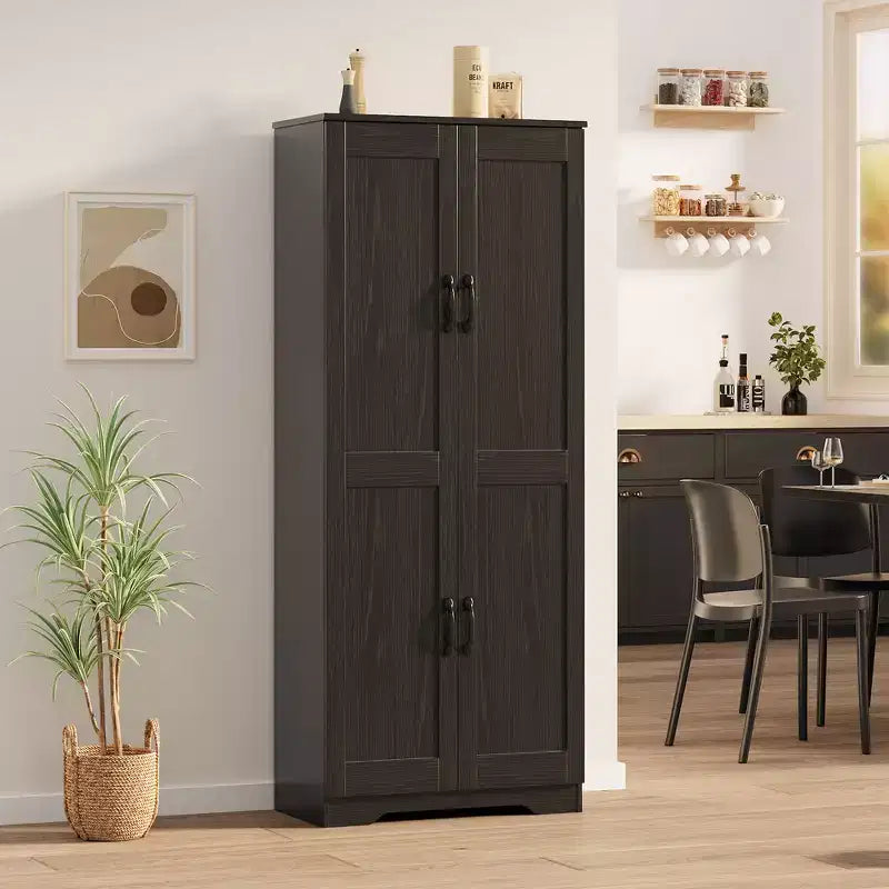 COZONY Tall Pantry Cabinet with Adjustable Shelves, 2 Doors, Freestanding Storage Organizer for Kitchen, Dining Room, Basement