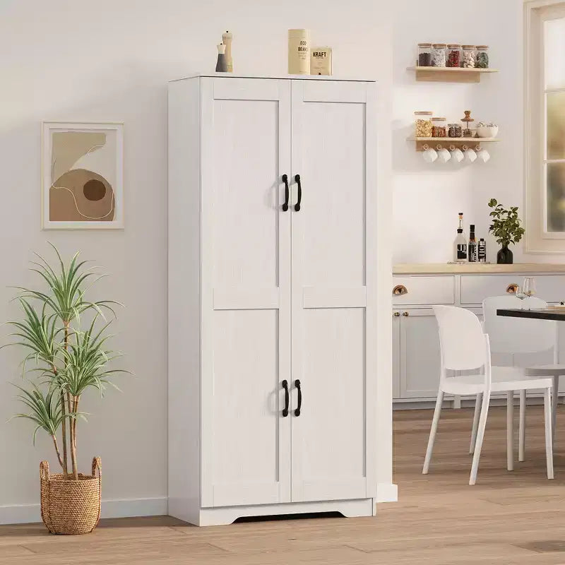 Grand garde-manger avec étagères réglables, 2 portes, organisateur de rangement autoportant pour cuisine, salle à manger, sous-sol