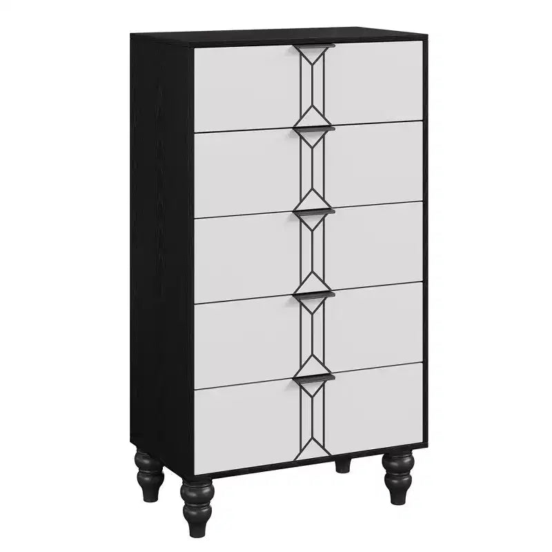 Commode de Chambre à 5 Tiroirs de Rangement Commode Haute Moderne avec Tiroirs Profonds pour Chambre