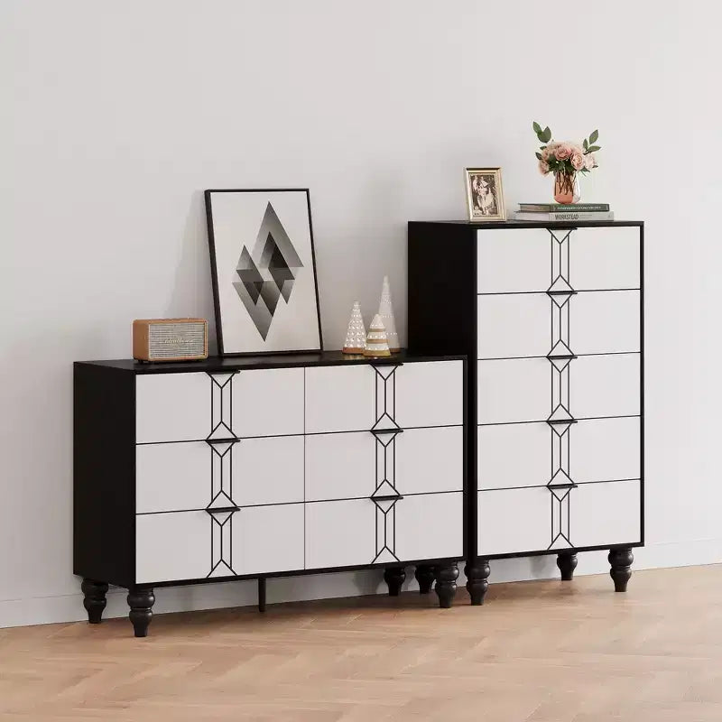 Commode de Chambre à 5 Tiroirs de Rangement Commode Haute Moderne avec Tiroirs Profonds pour Chambre