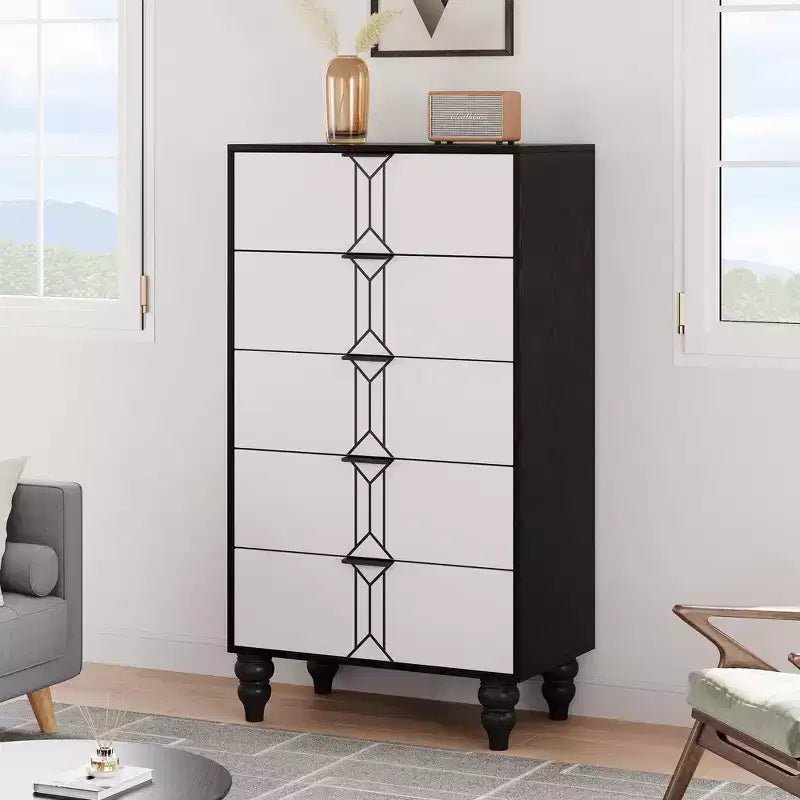 Dresser for Bedroom with 5 Storage Drawers Modern Tall Dresser with Deep Drawers for Bedroom