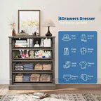 Commode 4 Tiroirs pour Chambre à Coucher, Armoire Haute de Style Ferme avec Poignées en Métal, Armoire en Bois Rustique pour Salon, Couloir