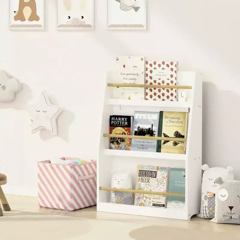 Bibliothèque pour enfants à 3 niveaux, étagère à livres pour enfants, aide à garder les chambres, les salles de jeux et les salles de classe organisées
