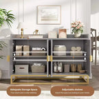 Bahut cannelé de 47,2 po avec armoire de rangement, meuble TV/buffet avec portes pour salon, cuisine, entrée