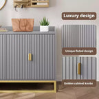 Bahut cannelé de 47,2 po avec armoire de rangement, meuble TV/buffet avec portes pour salon, cuisine, entrée