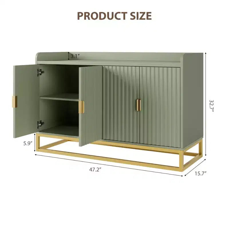Bahut cannelé de 47,2 po avec armoire de rangement, meuble TV/buffet avec portes pour salon, cuisine, entrée
