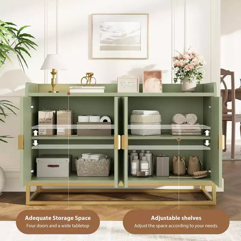 Bahut cannelé de 47,2 po avec armoire de rangement, meuble TV/buffet avec portes pour salon, cuisine, entrée