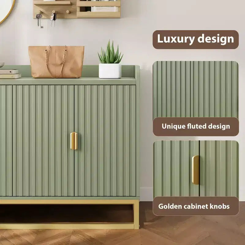 Bahut cannelé de 47,2 po avec armoire de rangement, meuble TV/buffet avec portes pour salon, cuisine, entrée