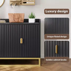 Bahut cannelé de 47,2 po avec armoire de rangement, meuble TV/buffet avec portes pour salon, cuisine, entrée