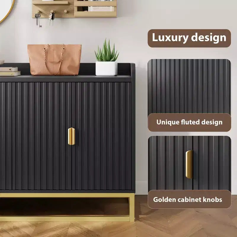 Bahut cannelé de 47,2 po avec armoire de rangement, meuble TV/buffet avec portes pour salon, cuisine, entrée