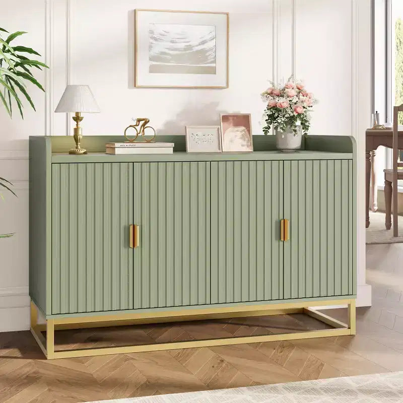 Bahut cannelé de 47,2 po avec armoire de rangement, meuble TV/buffet avec portes pour salon, cuisine, entrée