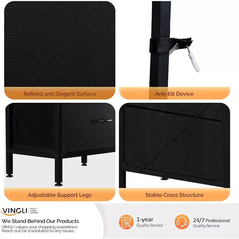 Meuble TV de cheminée VINGLI avec tiroir en tissu, centre de divertissement avec lumières LED et meuble TV console industriel avec étagères de rangement ouvertes