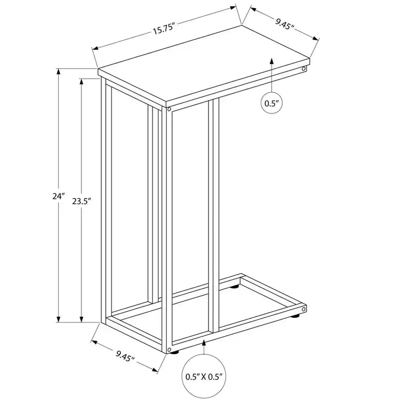 Table d'appoint minimaliste en C avec cadre en métal, tables de plateau modernes, table d'accoudoir de canapé pour salon, chambre, côté de canapé