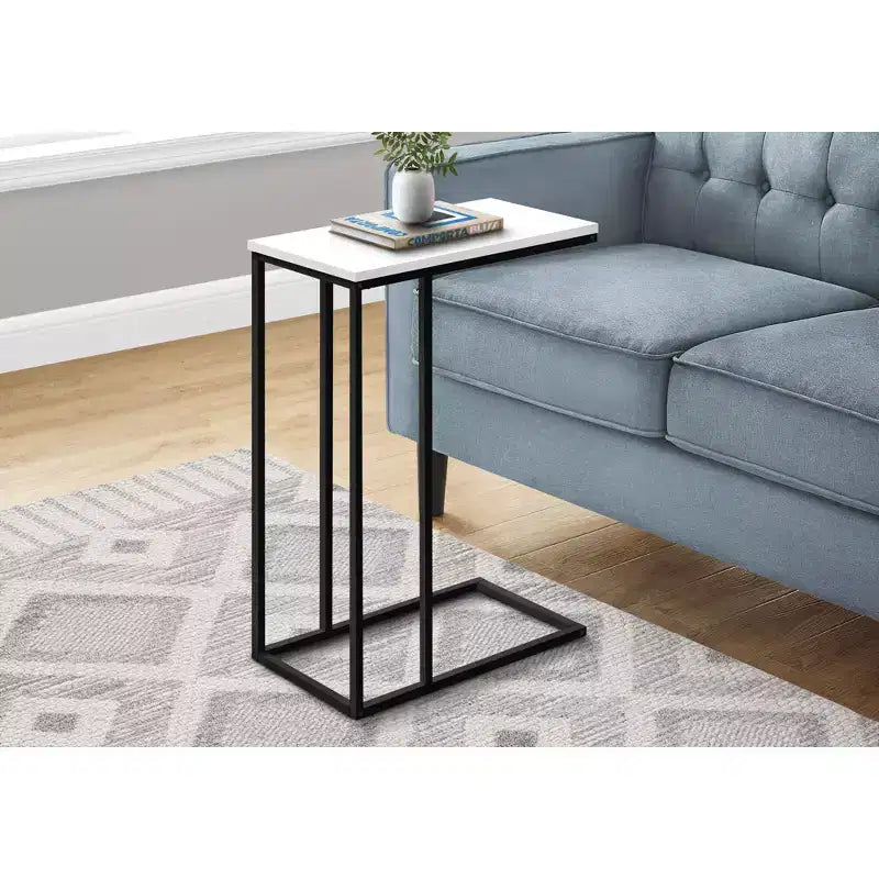 Okak Minimalism C-shaped Side Table with Metal Frame, Modern Tray Tables, Couch Armrest Table for Living Room, Bedroom, Sofa Side