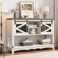46 Entryway Table with Cabinet, Farmhouse Foyer Table, Console Table with Sliding Barn Doors, for Entryway, Living Room, Hallway