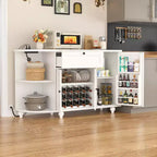 Meuble de Bar Buffet à Café avec Rangement et Portes, Meuble de Bar à Vins avec Casier à Bouteilles