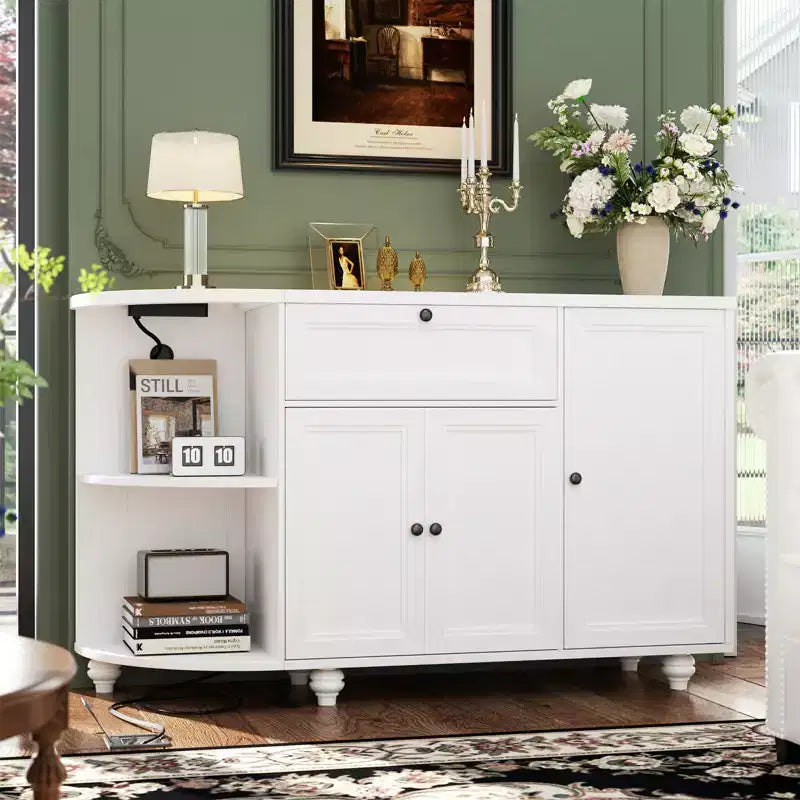 Meuble de Bar Buffet à Café avec Rangement et Portes, Meuble de Bar à Vins avec Casier à Bouteilles