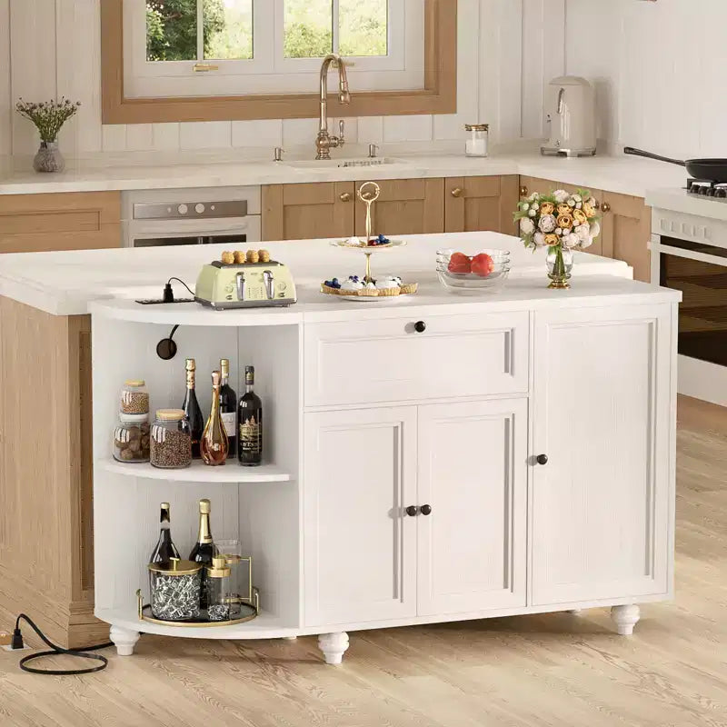Meuble de Bar Buffet à Café avec Rangement et Portes, Meuble de Bar à Vins avec Casier à Bouteilles