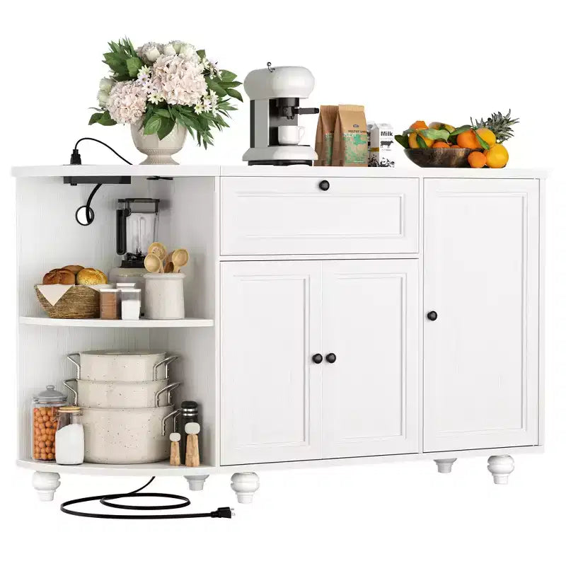 Meuble de Bar Buffet à Café avec Rangement et Portes, Meuble de Bar à Vins avec Casier à Bouteilles