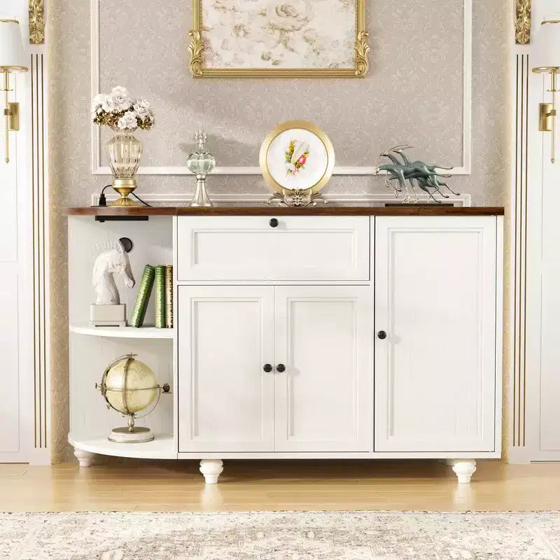 Meuble de Bar Buffet à Café avec Rangement et Portes, Meuble de Bar à Vins avec Casier à Bouteilles