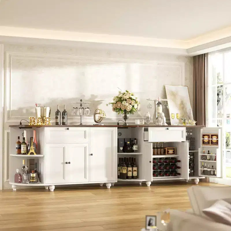Meuble de Bar Buffet à Café avec Rangement et Portes, Meuble de Bar à Vins avec Casier à Bouteilles
